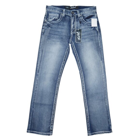 NEW True Luck Bootcut Jeans Men's Size 32x32 Thick Stitch Dark Wash BKE - Picture 2 of 8